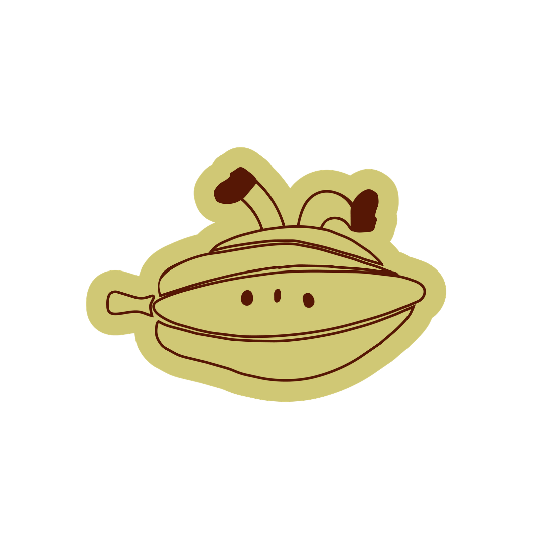 Ember Slown yellow cacao pod mascot, playful brand icon for organic hot chocolate Canada